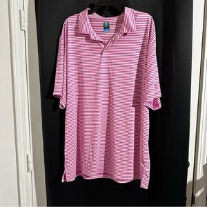 Pink Striped Men's Polo Shirt. Golf. CoolPlay.